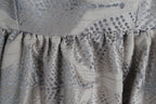 Silver Botanical Jacquard Sleeveless Maxi Dress | Sustainable Occasion Dress with Adjustable Waist