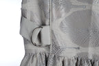 Silver Botanical Jacquard Sleeveless Maxi Dress | Sustainable Occasion Dress with Adjustable Waist