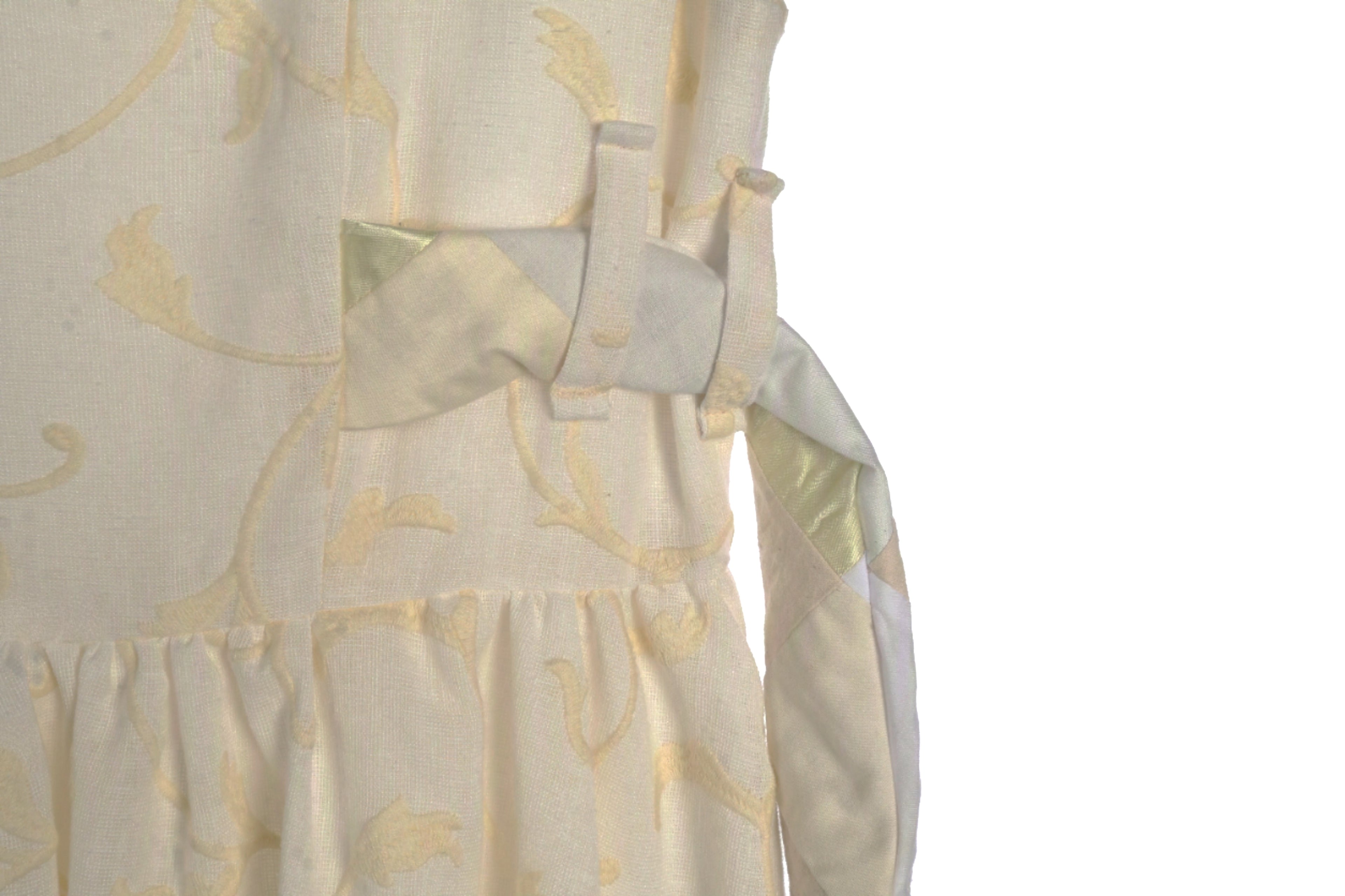 Ivory Embroidered Vine Sleeveless Maxi Dress | Sustainable Occasion Dress with Adjustable Waist
