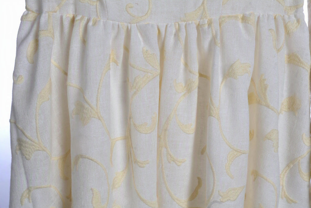 Ivory Embroidered Vine Sleeveless Maxi Dress | Sustainable Occasion Dress with Adjustable Waist