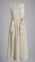 Ivory Embroidered Vine Sleeveless Maxi Dress | Sustainable Occasion Dress with Adjustable Waist
