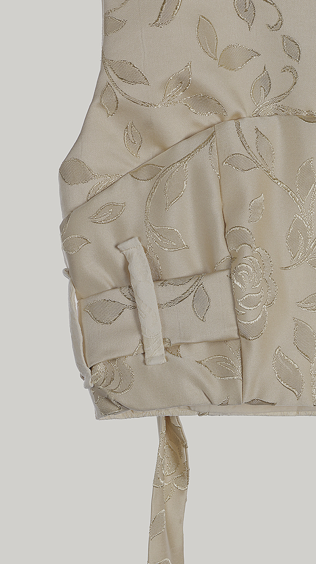 Ivory Floral Jacquard Co-Ord Set | Sustainable Sleeveless Crop Top & Tiered Maxi Skirt