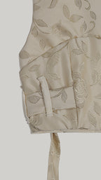 Ivory Floral Jacquard Co-Ord Set | Sustainable Sleeveless Crop Top & Tiered Maxi Skirt