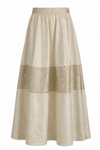 Ivory Floral Jacquard Co-Ord Set | Sustainable Sleeveless Crop Top & Tiered Maxi Skirt