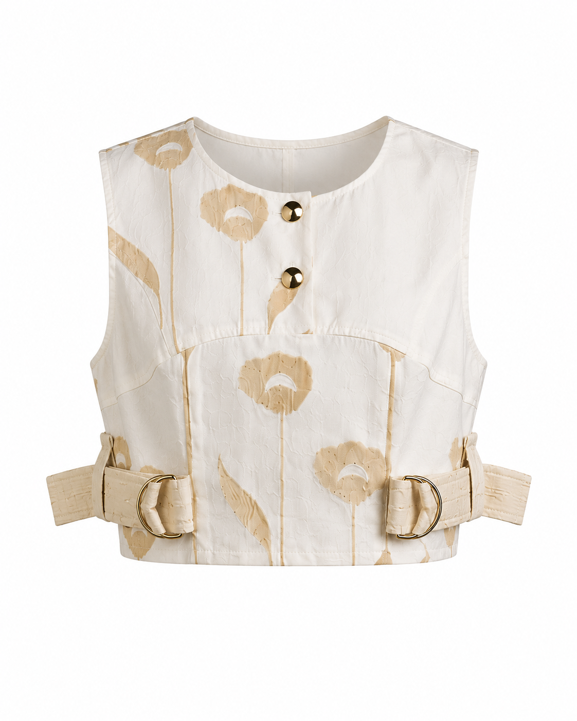 Ivory Meadow Floral Co-Ord Set | Sustainable Sleeveless Crop Top & Tiered Maxi Skirt