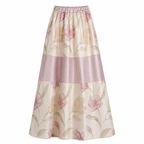 Blush Pink Floral Jacquard Co-Ord Set | Sustainable Sleeveless Crop Top & Tiered Maxi Skirt