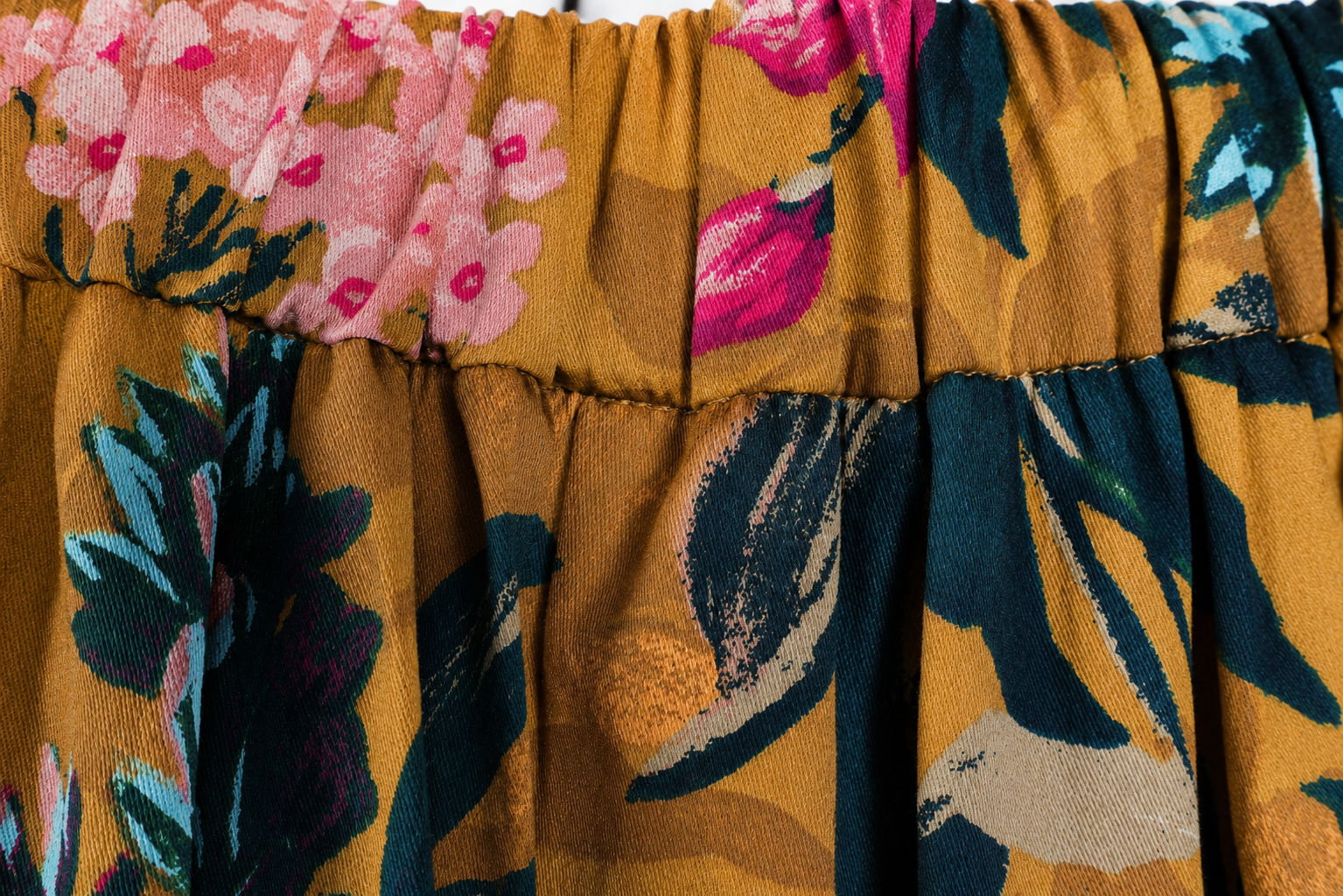 Mustard Botanical Floral Co-Ord Set | Sustainable Sleeveless Crop Top & Tiered Maxi Skirt