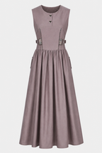 Blush Pink Sleeveless Maxi Dress | Sustainable Panelled Occasion Dress with Adjustable D-Ring Waist