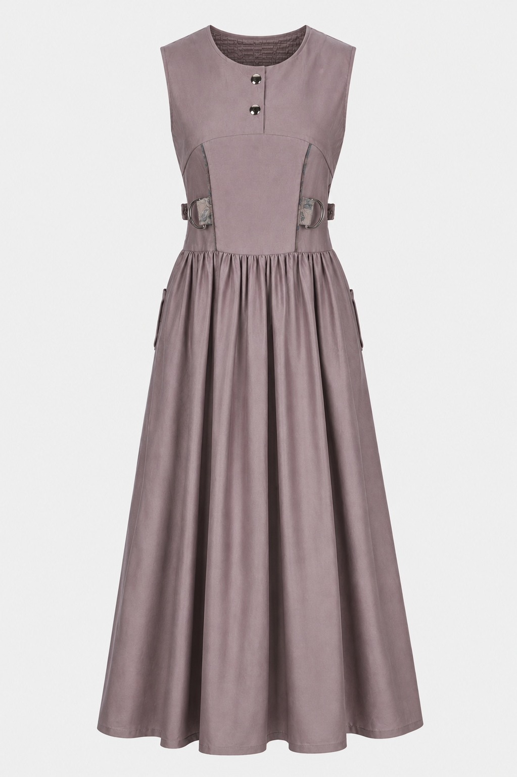 Blush Pink Sleeveless Maxi Dress | Sustainable Panelled Occasion Dress with Adjustable D-Ring Waist