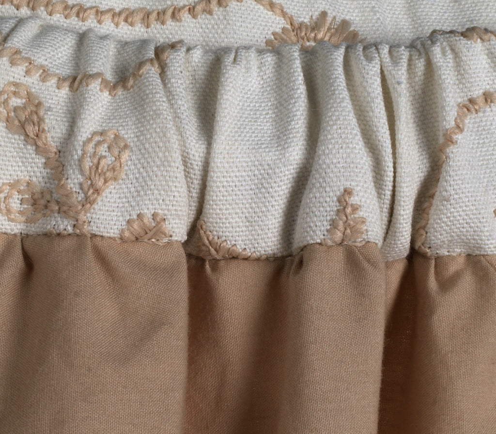 Neutral Embroidered Vine Co-Ord Set | Sustainable Sleeveless Crop Top & Tiered Maxi Skirt