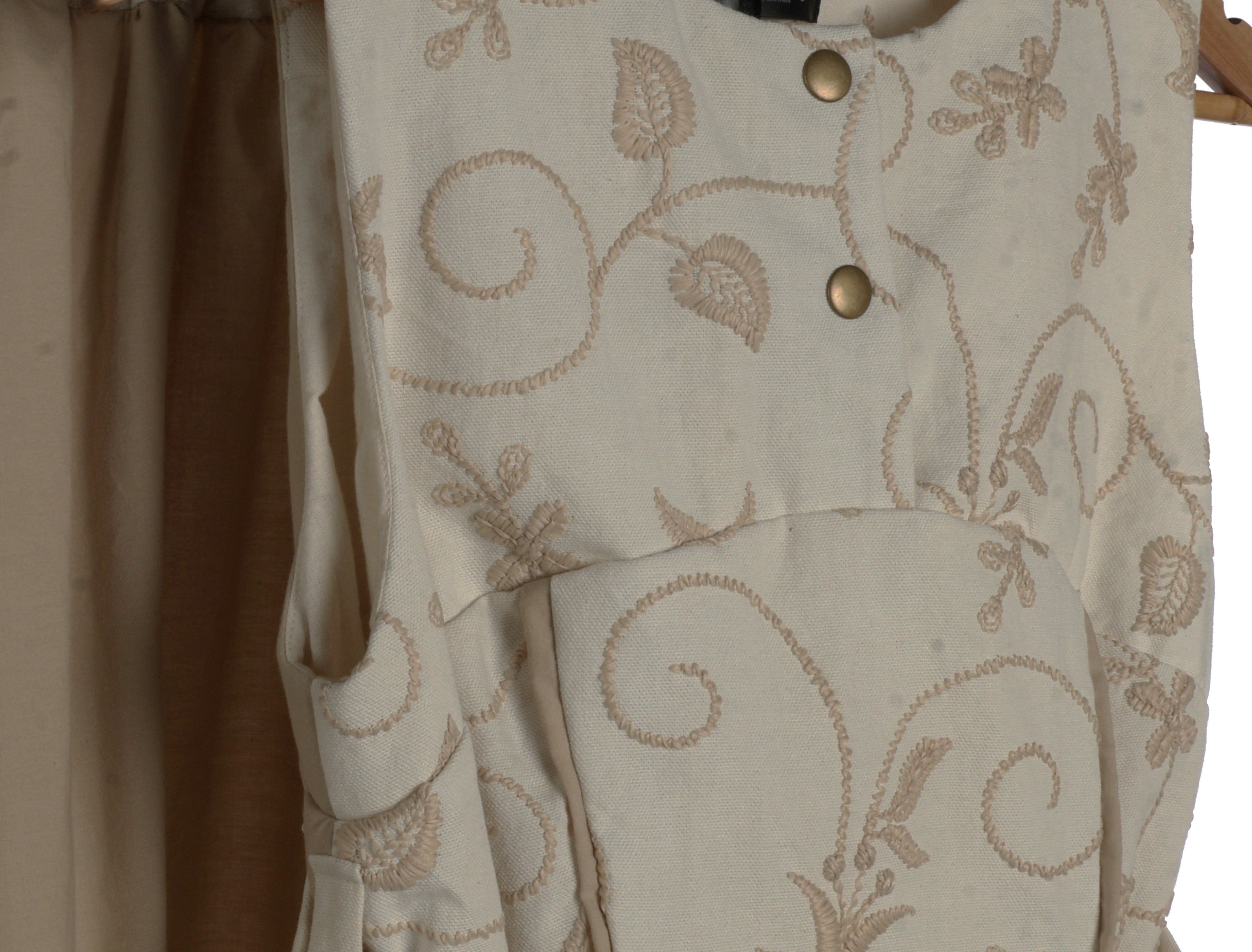 Neutral Embroidered Vine Co-Ord Set | Sustainable Sleeveless Crop Top & Tiered Maxi Skirt