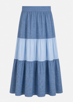 Powder Blue Textured Co-Ord Set | Sustainable Sleeveless Crop Top & Tiered Maxi Skirt