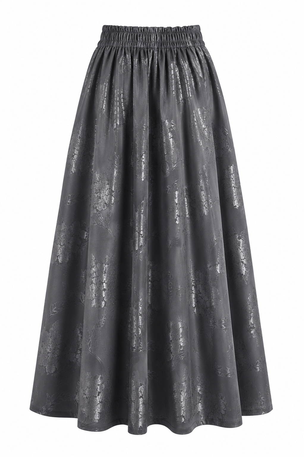Silver Grey Floral Jacquard Co-Ord Set | Sustainable Sleeveless Crop Top & Maxi Skirt