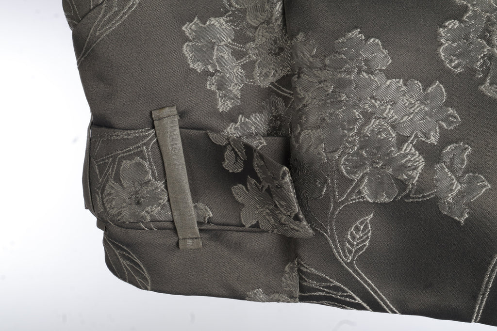 Silver Grey Floral Jacquard Co-Ord Set | Sustainable Sleeveless Crop Top & Maxi Skirt