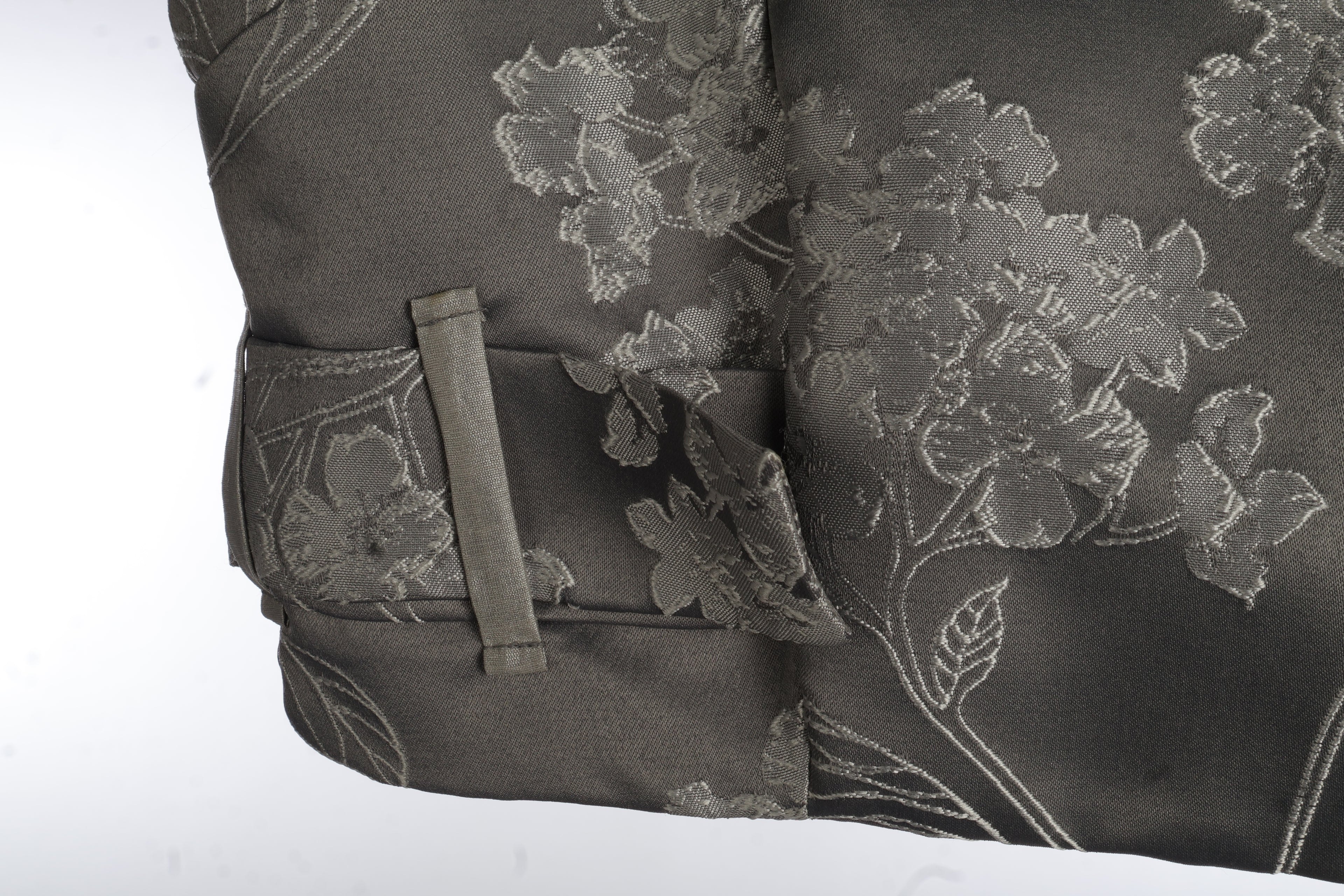 Silver Grey Floral Jacquard Co-Ord Set | Sustainable Sleeveless Crop Top & Maxi Skirt