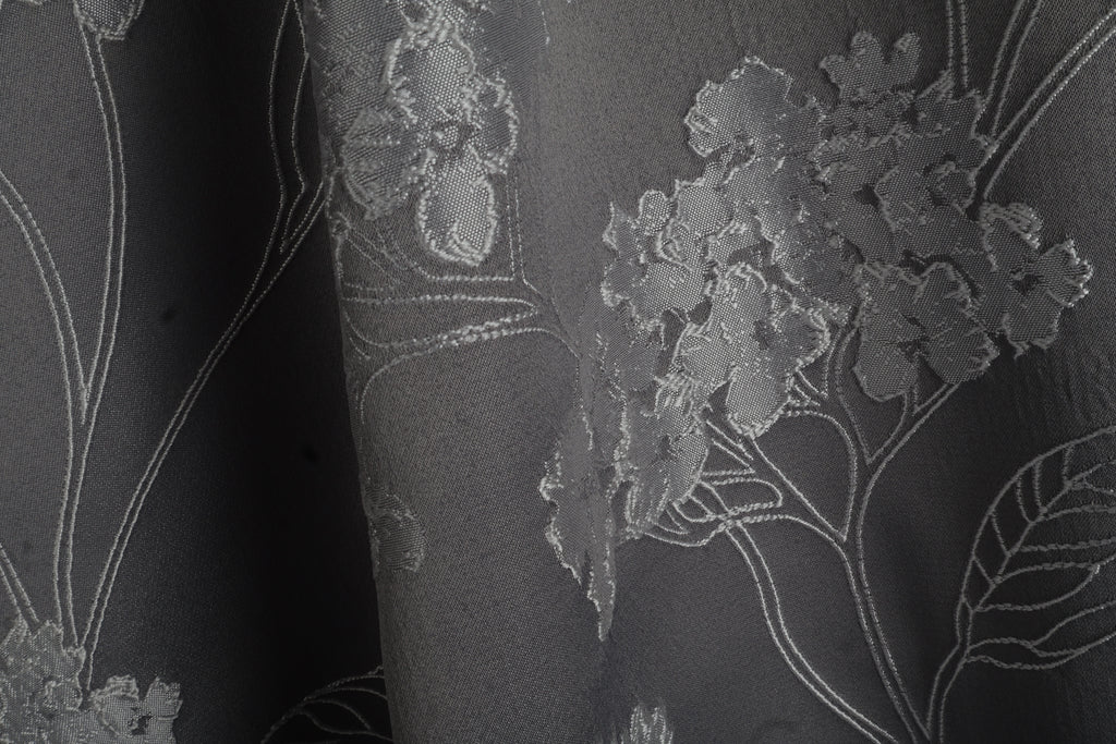 Silver Grey Floral Jacquard Co-Ord Set | Sustainable Sleeveless Crop Top & Maxi Skirt