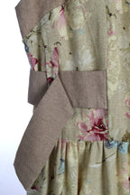 Vintage Floral Sleeveless Maxi Dress | Sustainable Occasion Dress with Adjustable D-Ring Waist