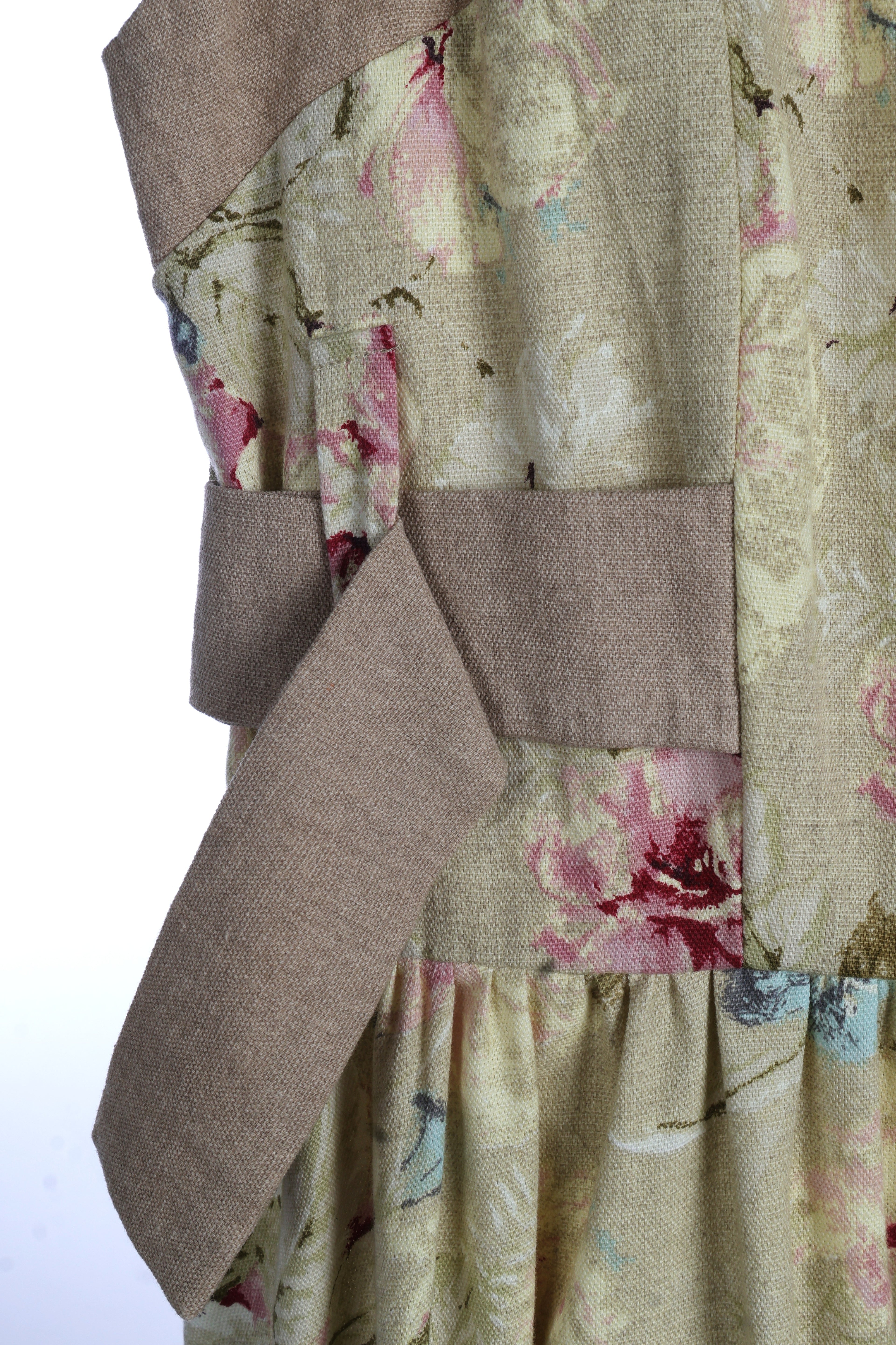 Vintage Floral Sleeveless Maxi Dress | Sustainable Occasion Dress with Adjustable D-Ring Waist