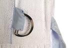 White Broderie Maxi Dress | Sustainable Sleeveless Occasion Dress with Floral Jacquard Waist Ties