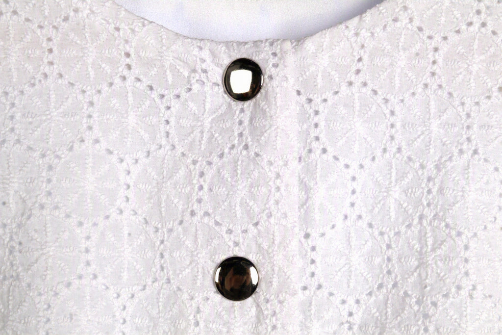 White Broderie Maxi Dress | Sustainable Sleeveless Occasion Dress with Floral Jacquard Waist Ties