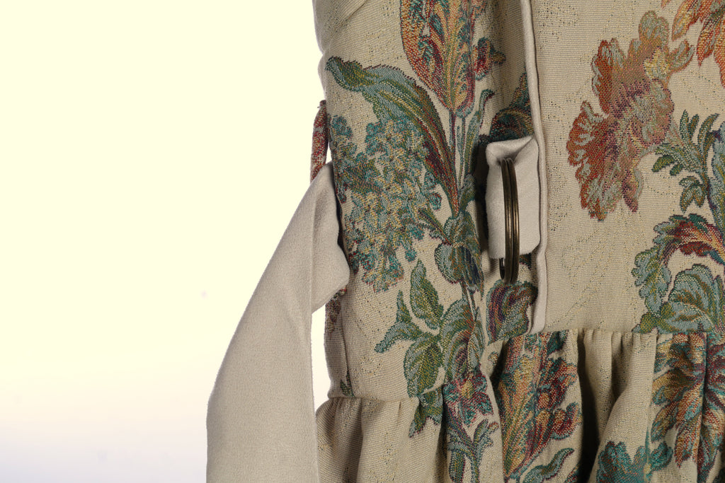 Vintage Floral Maxi Dress | Sustainable Sleeveless Botanical Print Occasion Dress with D-Ring Waist Detail