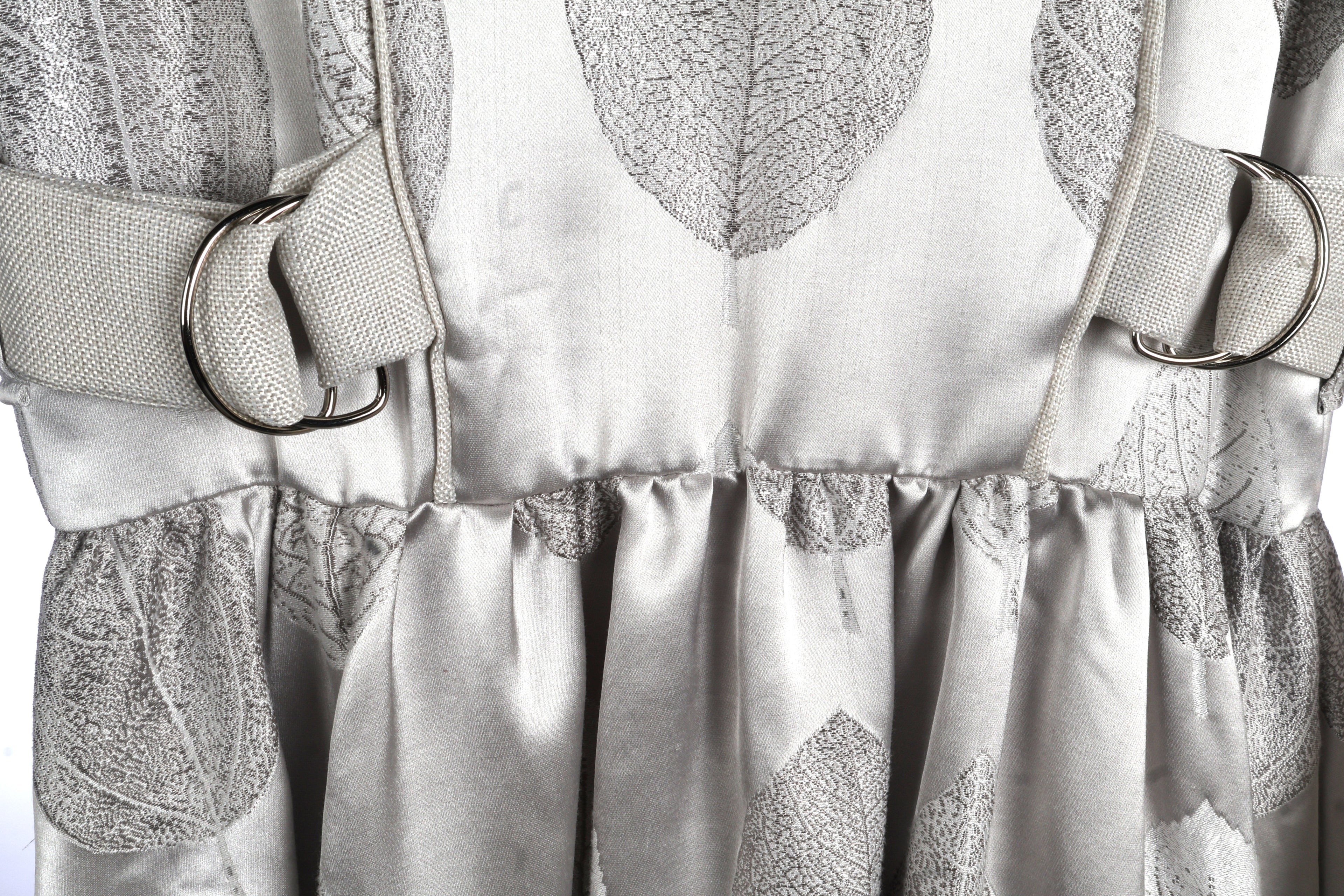Silver Leaf Jacquard Maxi Dress | Sustainable Sleeveless Occasion Dress with Adjustable D-Ring Waist