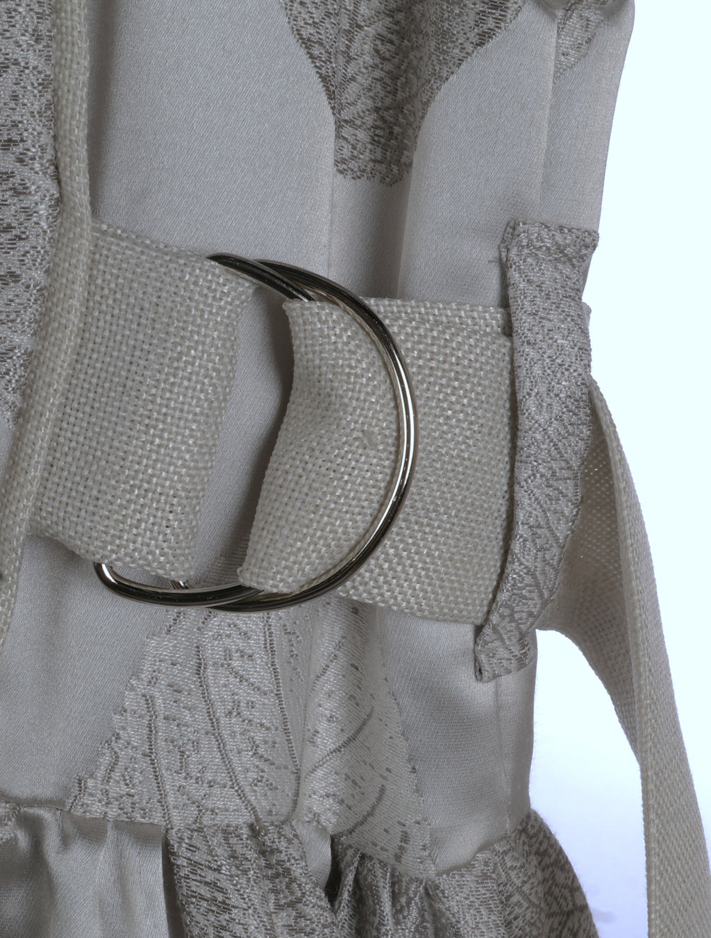 Silver Leaf Jacquard Maxi Dress | Sustainable Sleeveless Occasion Dress with Adjustable D-Ring Waist