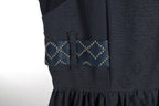 Midnight Jacquard Maxi Dress | Sustainable Sleeveless Occasion Dress with Contrast D-Ring Waist Ties