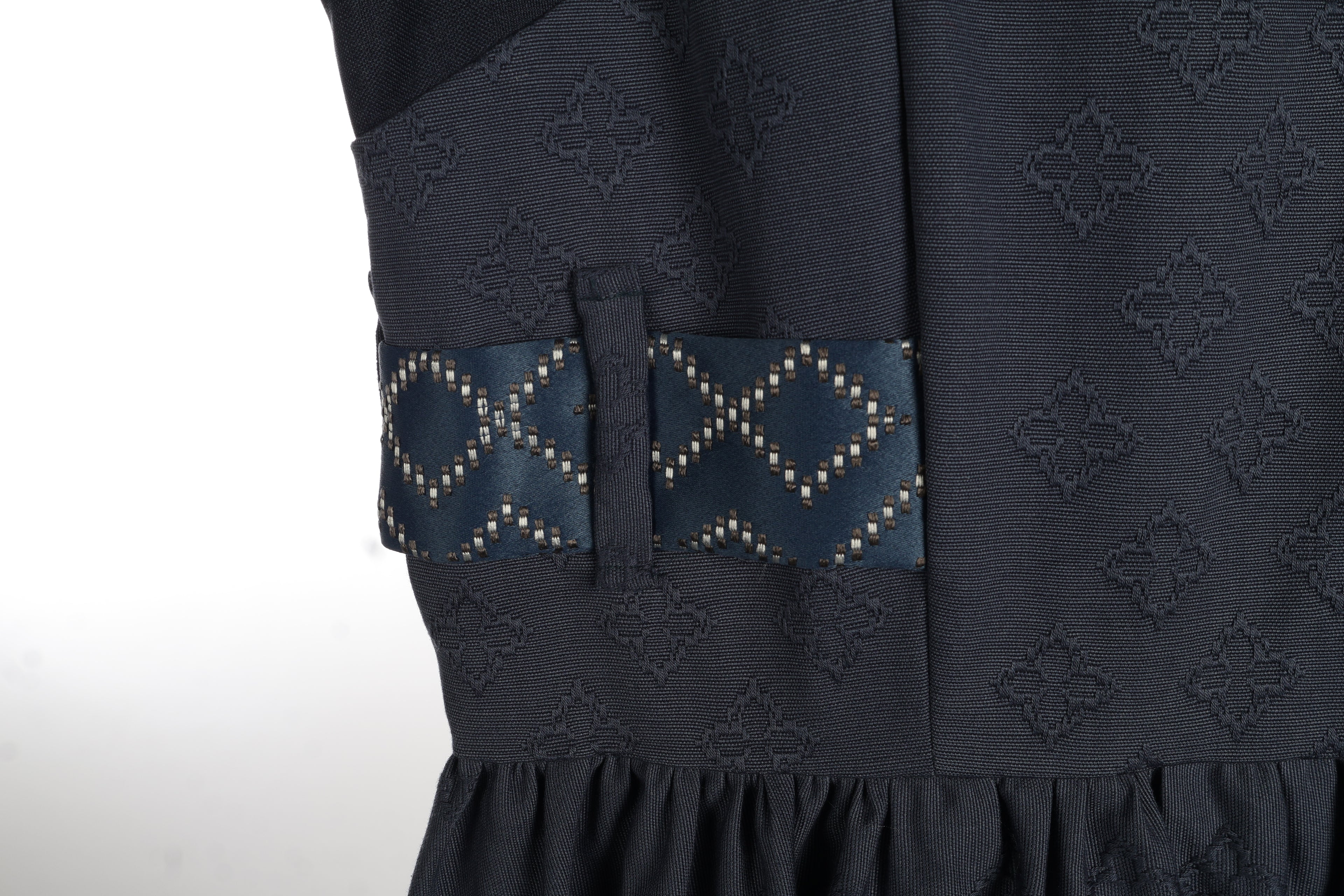 Midnight Jacquard Maxi Dress | Sustainable Sleeveless Occasion Dress with Contrast D-Ring Waist Ties
