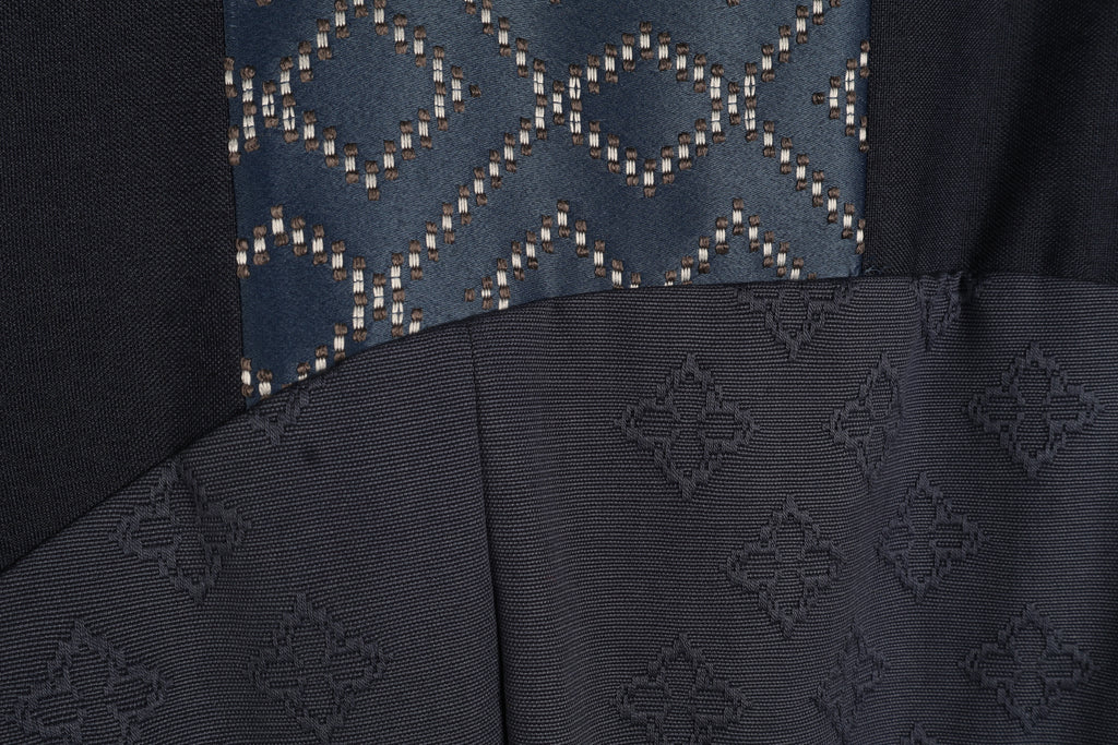 Midnight Jacquard Maxi Dress | Sustainable Sleeveless Occasion Dress with Contrast D-Ring Waist Ties