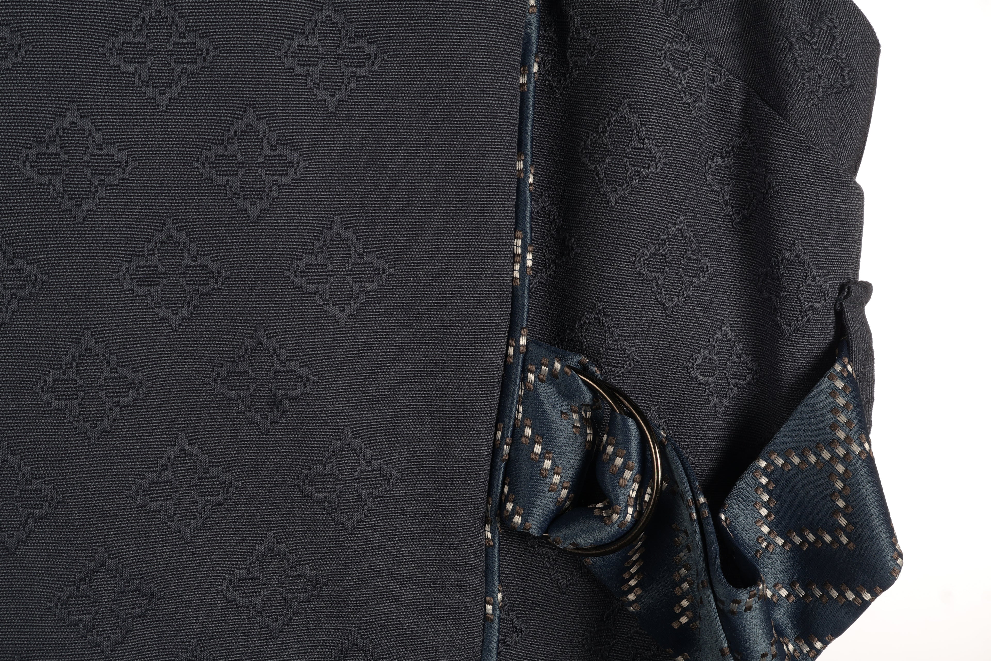 Midnight Jacquard Maxi Dress | Sustainable Sleeveless Occasion Dress with Contrast D-Ring Waist Ties