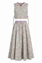 Vintage Floral Co-Ord Set | Sustainable Sleeveless Crop Top & Maxi Skirt