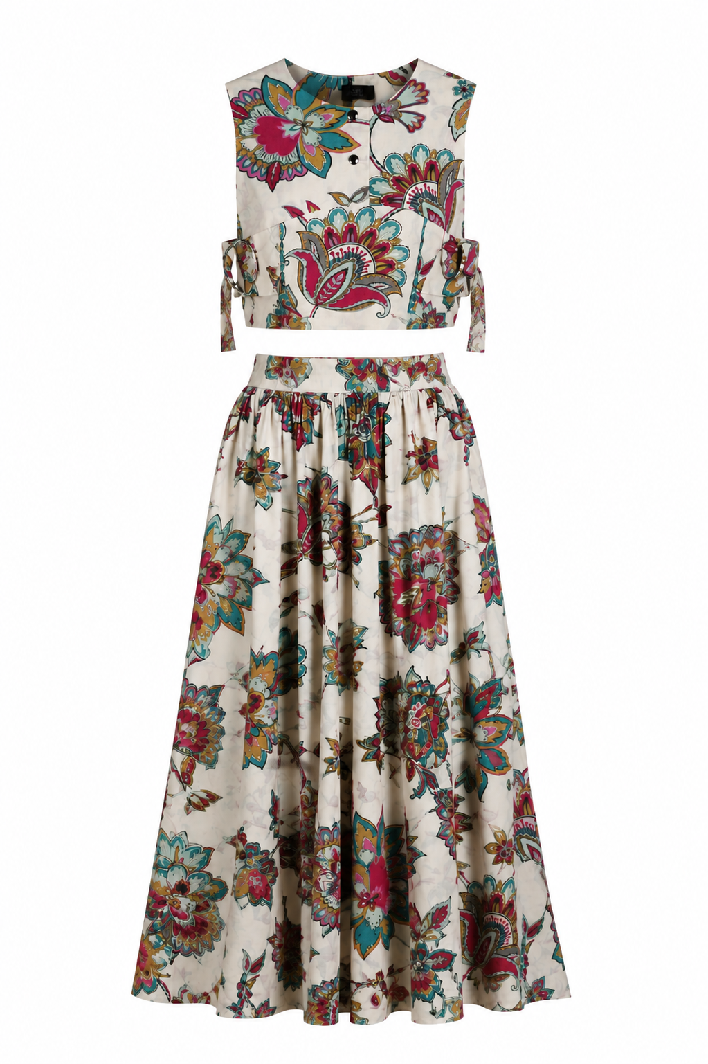 Bold Floral Co-Ord Set | Sustainable Sleeveless Crop Top & Maxi Skirt