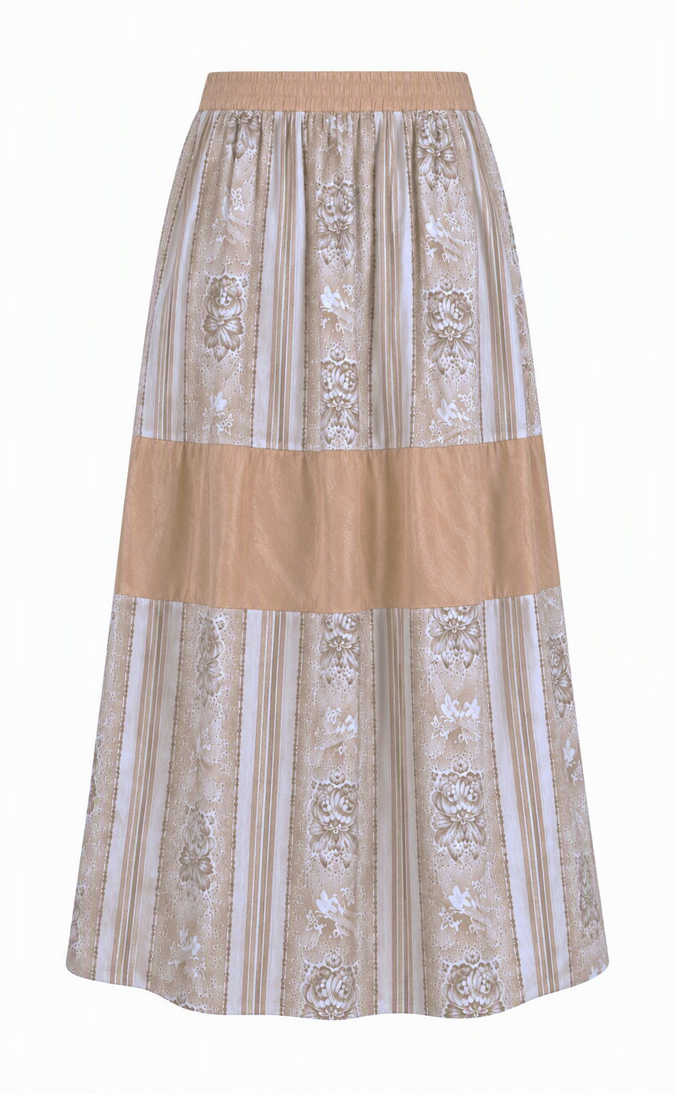 Vintage Floral Stripe Co-Ord Set | Sustainable Sleeveless Crop Top & Maxi Skirt