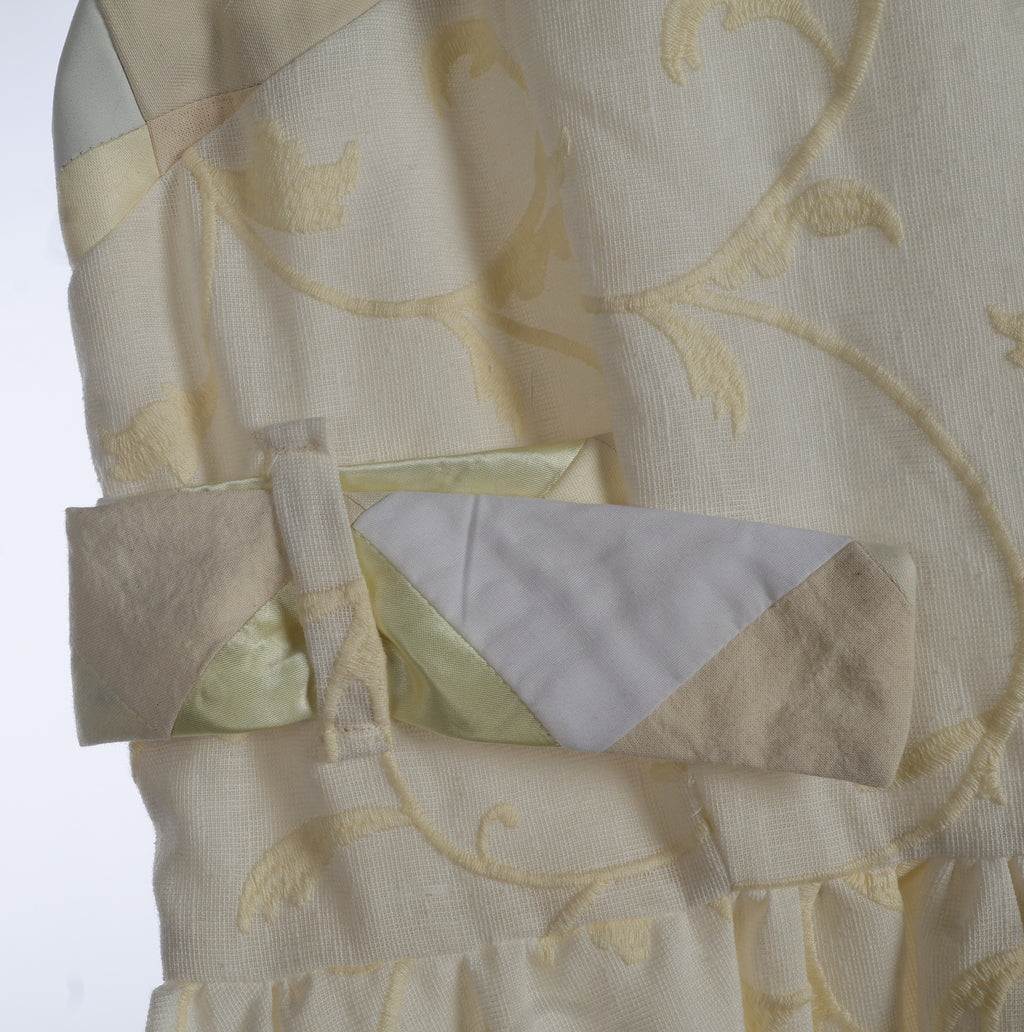 Ivory Embroidered Maxi Dress | Sustainable Sleeveless Occasion Dress with Patchwork D-Ring Waist Detail