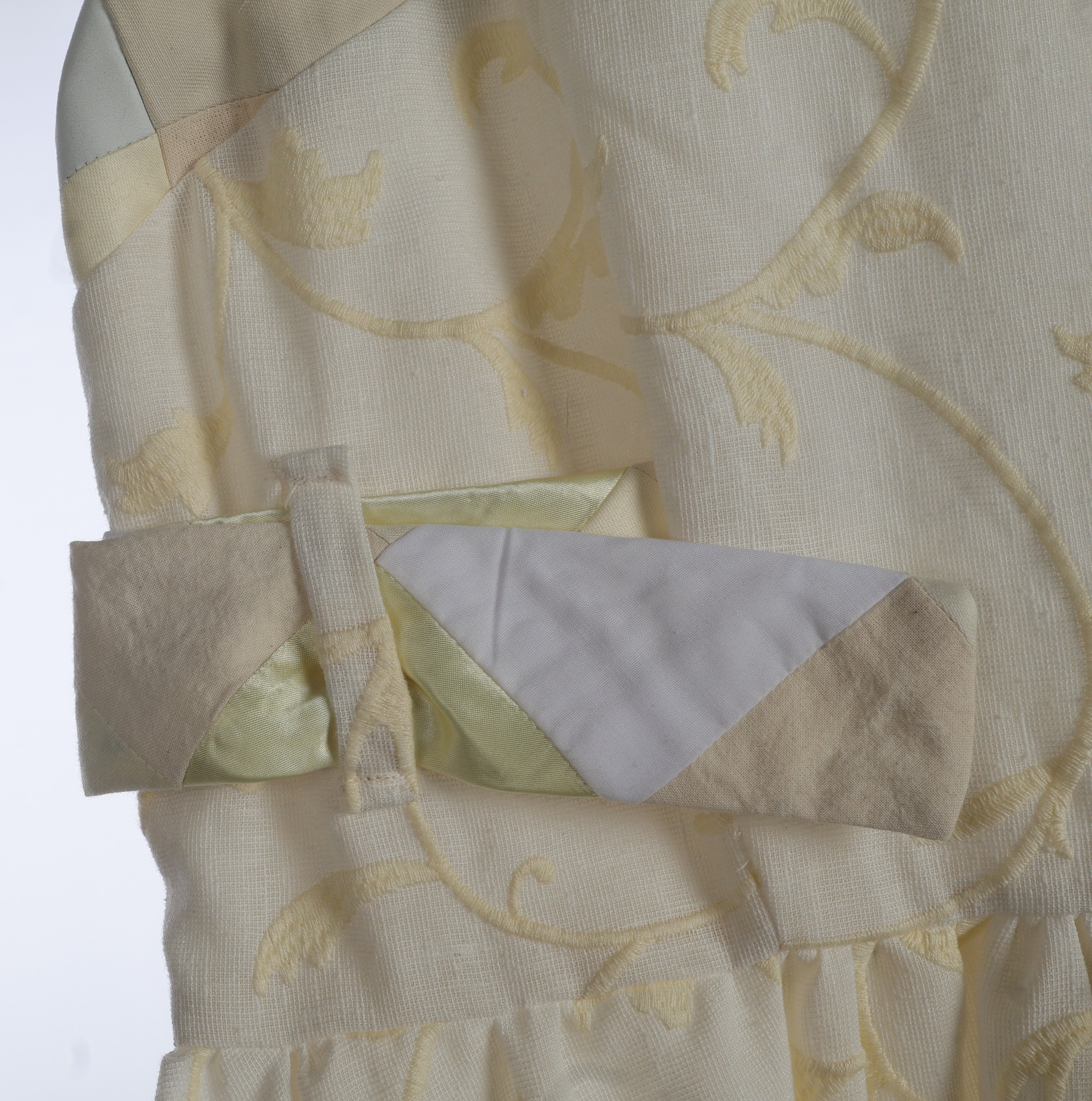 Ivory Embroidered Maxi Dress | Sustainable Sleeveless Occasion Dress with Patchwork D-Ring Waist Detail