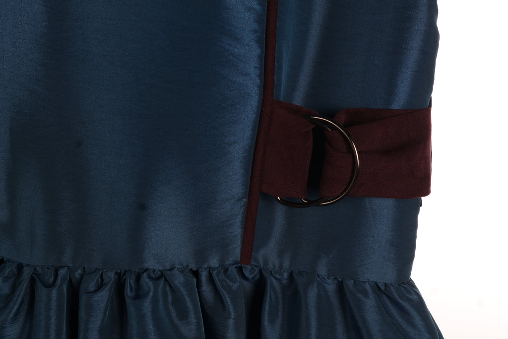 Midnight Blue Maxi Dress | Sustainable Sleeveless Occasion Dress with Contrast D-Ring Waist Detail