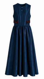 Midnight Blue Maxi Dress | Sustainable Sleeveless Occasion Dress with Contrast D-Ring Waist Detail