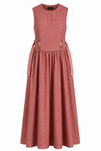 Blush Pink Maxi Dress | Sustainable Sleeveless Occasion Dress with Gold Embroidered Detail & D-Ring Waist