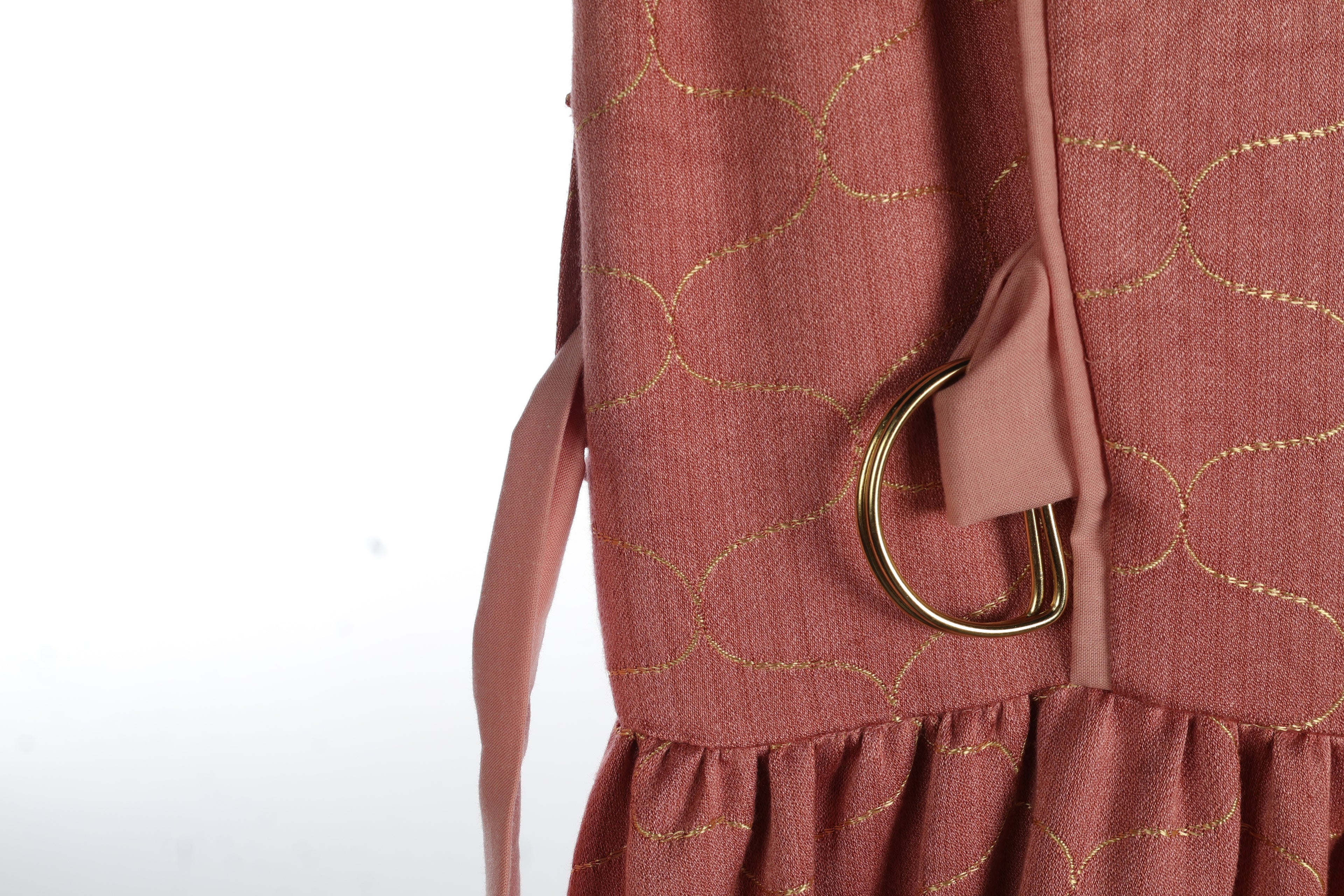 Blush Pink Maxi Dress | Sustainable Sleeveless Occasion Dress with Gold Embroidered Detail & D-Ring Waist