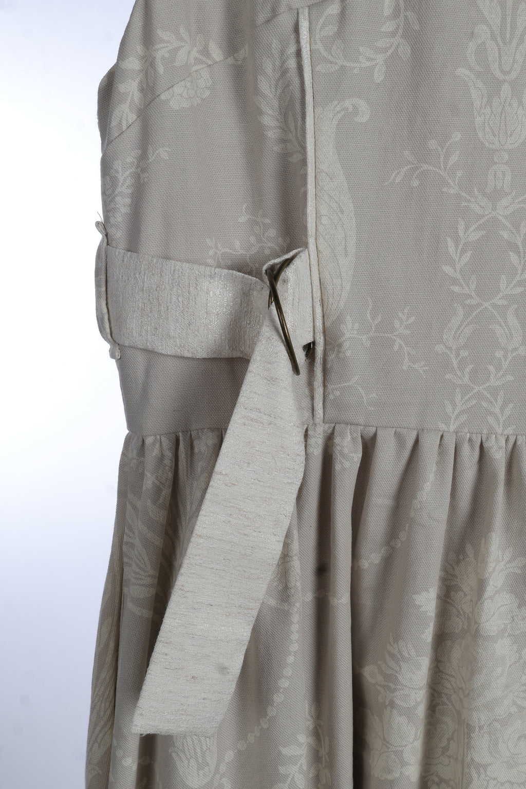 Stone Floral Jacquard Maxi Dress | Sustainable Sleeveless Occasion Dress with Adjustable D-Ring Waist