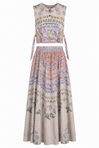Botanical Floral Co-Ord Set | Sustainable Sleeveless Crop Top & Maxi Skirt
