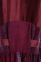 Burgundy Patchwork Maxi Dress | Sustainable Sleeveless Floral Occasion Dress with Adjustable D-Ring Waist