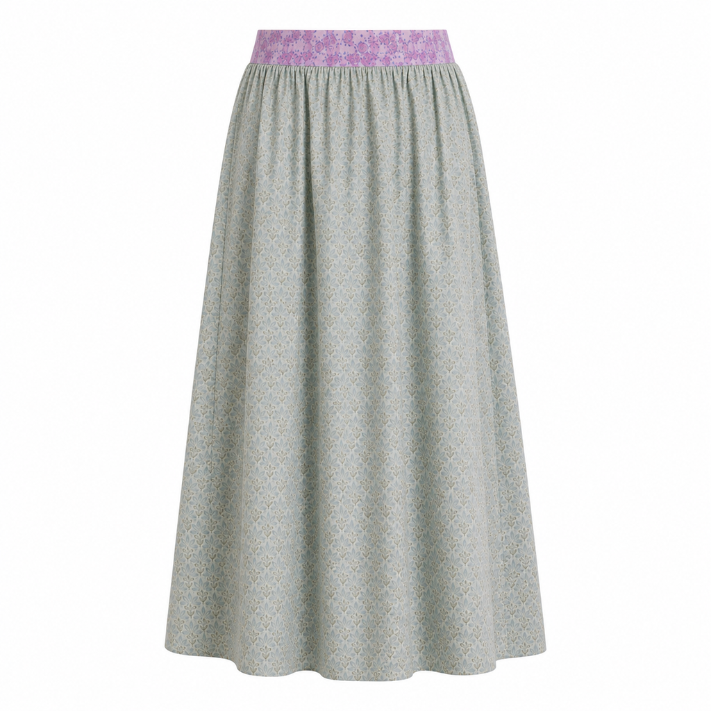 Sage Green Geometric Co-Ord Set | Sustainable Sleeveless Crop Top & Maxi Skirt