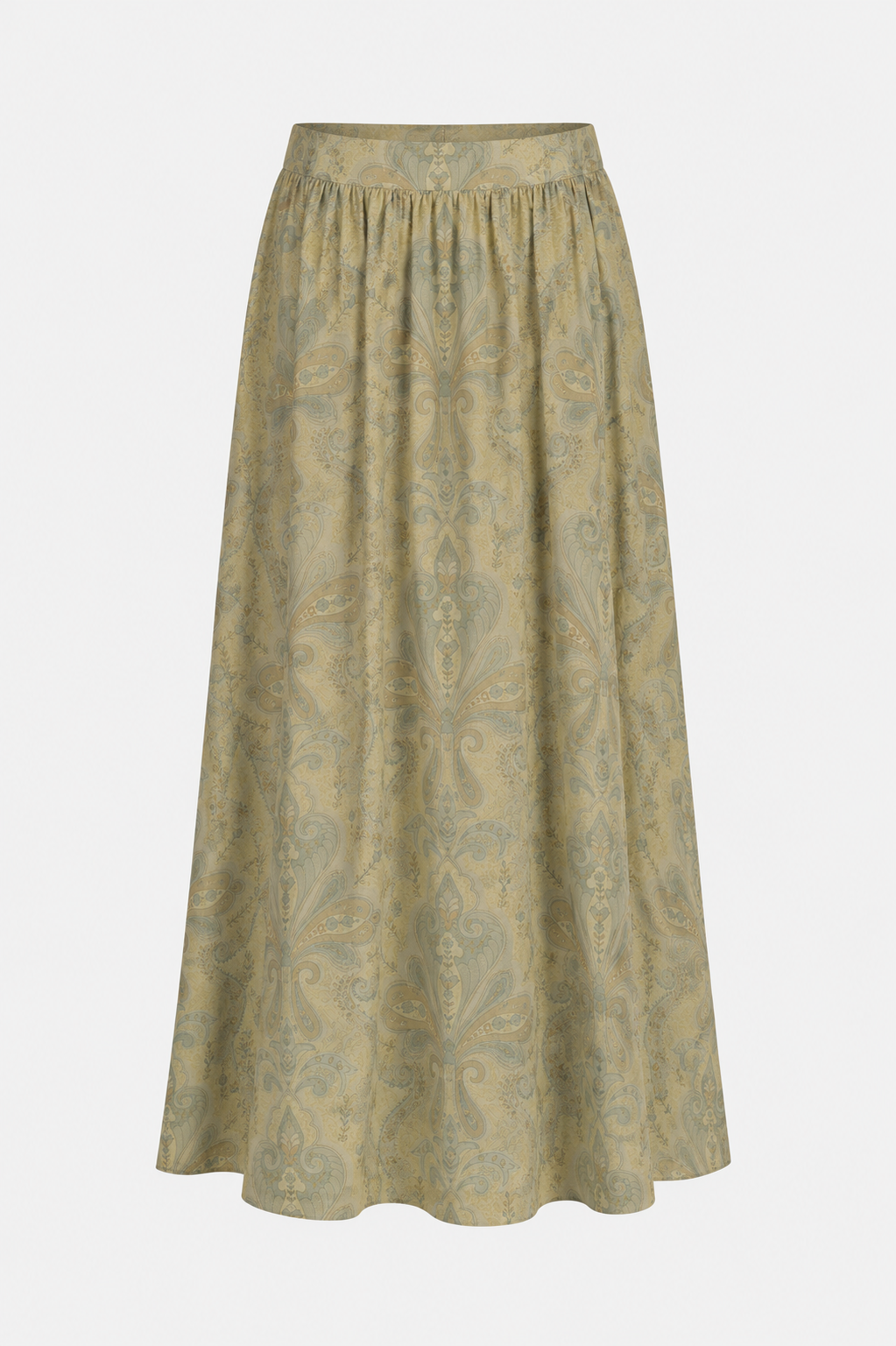 Soft Gold Paisley Co-Ord Set | Sustainable Sleeveless Crop Top & Maxi Skirt