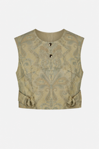Soft Gold Paisley Co-Ord Set | Sustainable Sleeveless Crop Top & Maxi Skirt