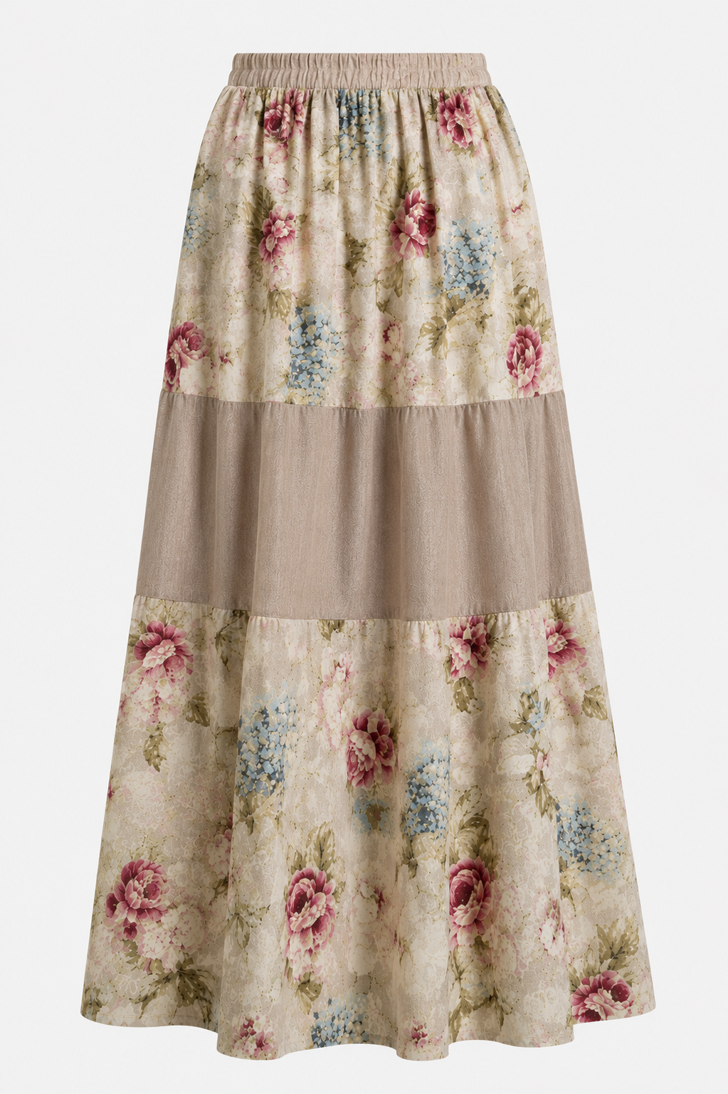 Vintage Floral Co-Ord Set | Sustainable Sleeveless Crop Top & Tiered Maxi Skirt