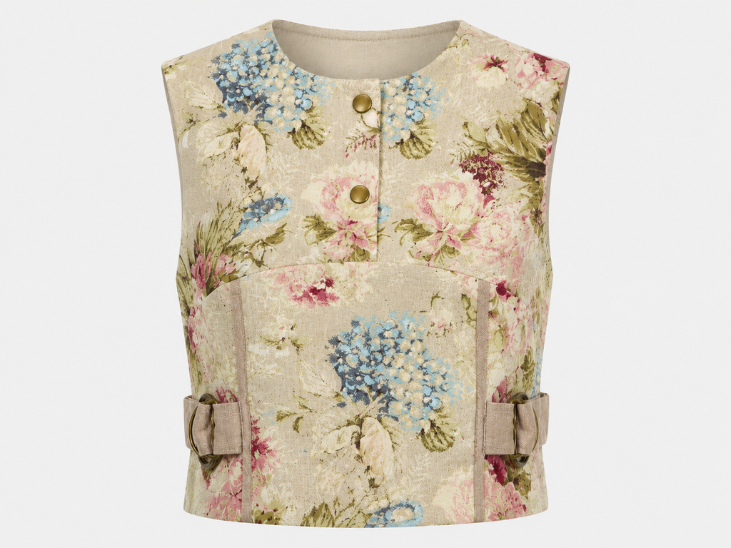 Vintage Floral Co-Ord Set | Sustainable Sleeveless Crop Top & Tiered Maxi Skirt