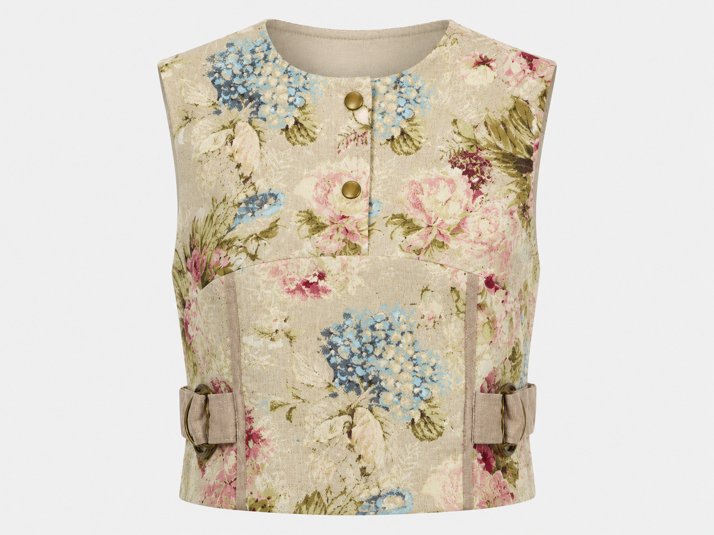 Vintage Floral Co-Ord Set | Sustainable Sleeveless Crop Top & Tiered Maxi Skirt