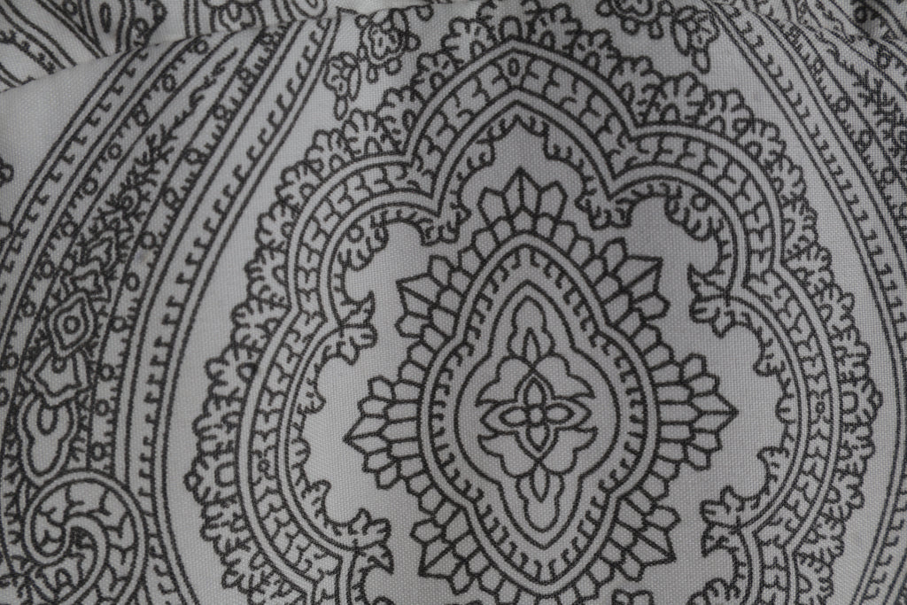 Grey Paisley Maxi Dress | Sustainable Sleeveless Occasion Dress with Sage Adjustable D-Ring Waist